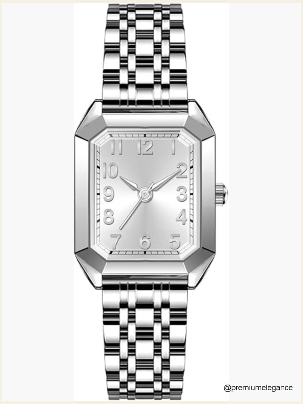 Ladies Square Case Stainless Steel Band Quartz Wrist Watch Water Resistant